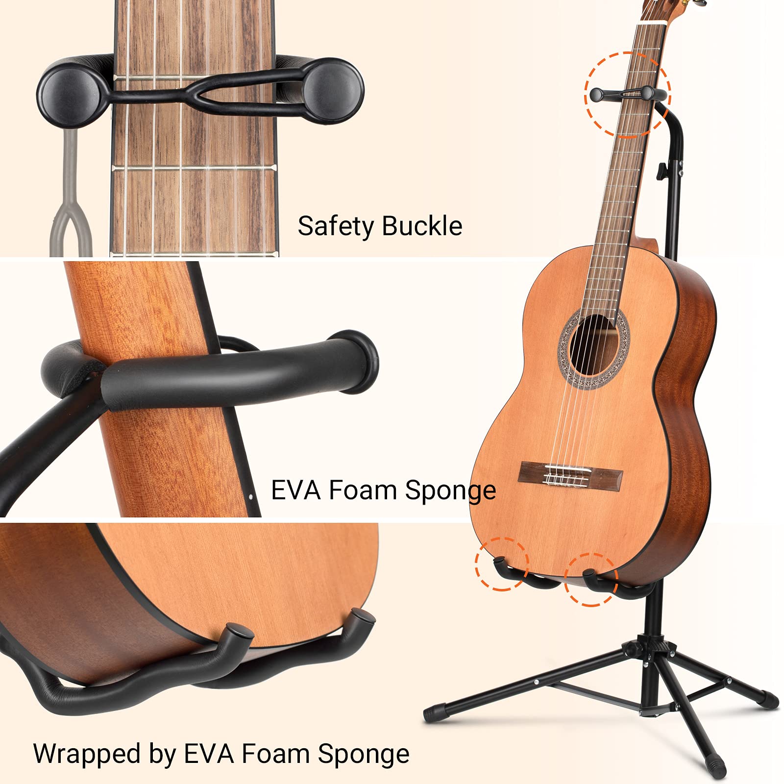 CAHAYA Guitar Stand Floor Universal for Acoustic Electric Guitars Bass Banjos Rotate to Adjust Height from 30.7 to 37 Inch Foldi
